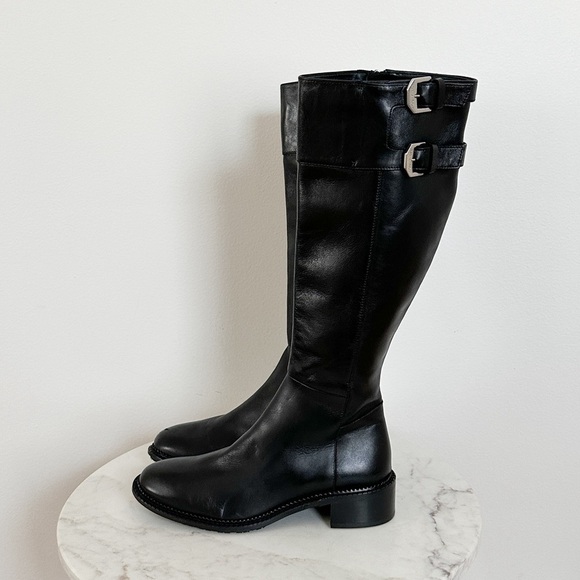 NEW Aquatalia Orsyn Calf Black Leather Zipper Knee High Boots Size 7 - Picture 7 of 10